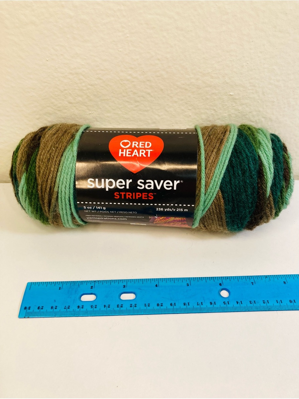 NWT Red Heart Super Saver Stripes Yarn - color: Forest Variegated Green/Brown